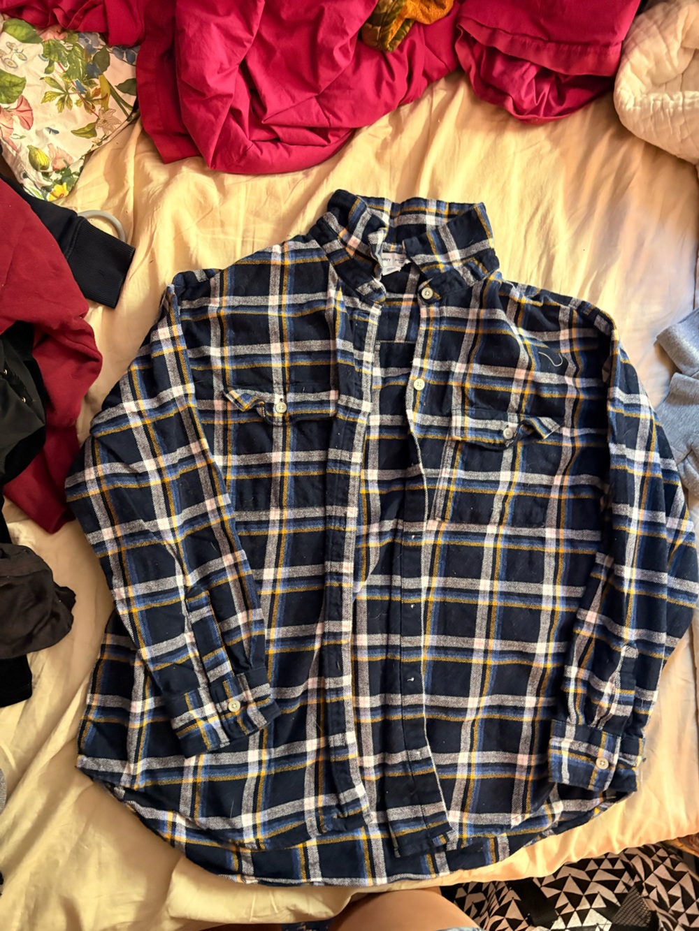 Old Navy Blue Plaid Button-Down Shirt